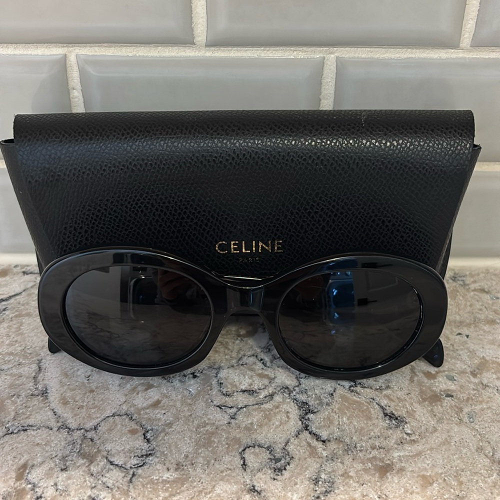 Celine Triomphe 52mm black oval sunglasses